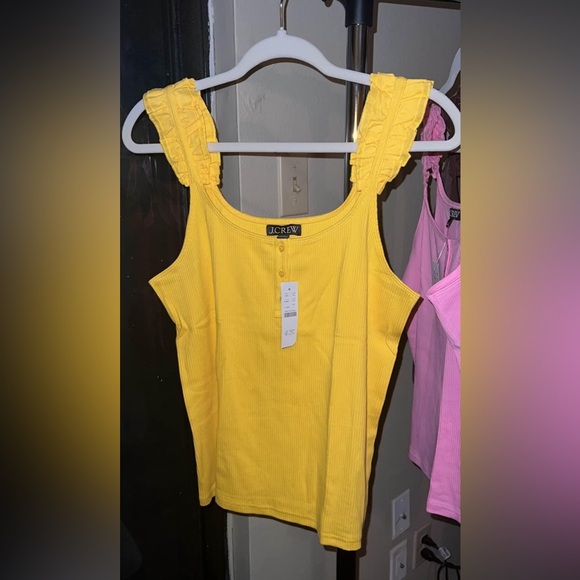 New with tag J. Crew Scrunchie Strap Henley Ribbed Tank - Picture 2 of 3